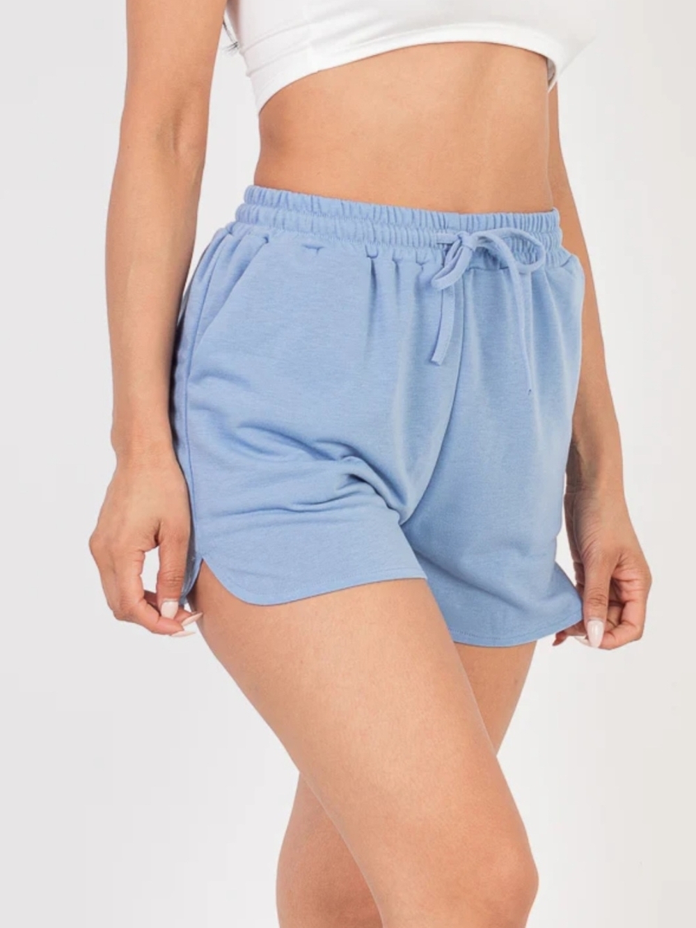 Light Blue Women's Drawstring Lounge Shorts